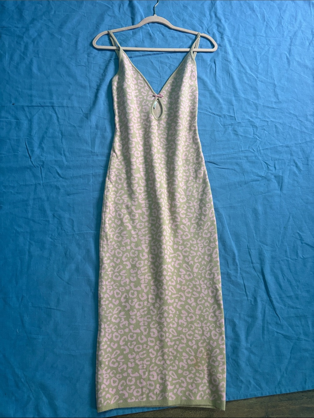 Pink and Tan Leopard Print Bodycon Dress